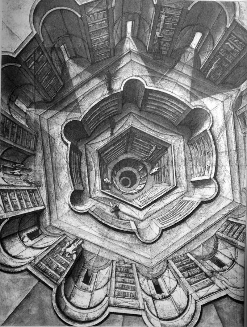 The Library of Babel by Érik Desmazières